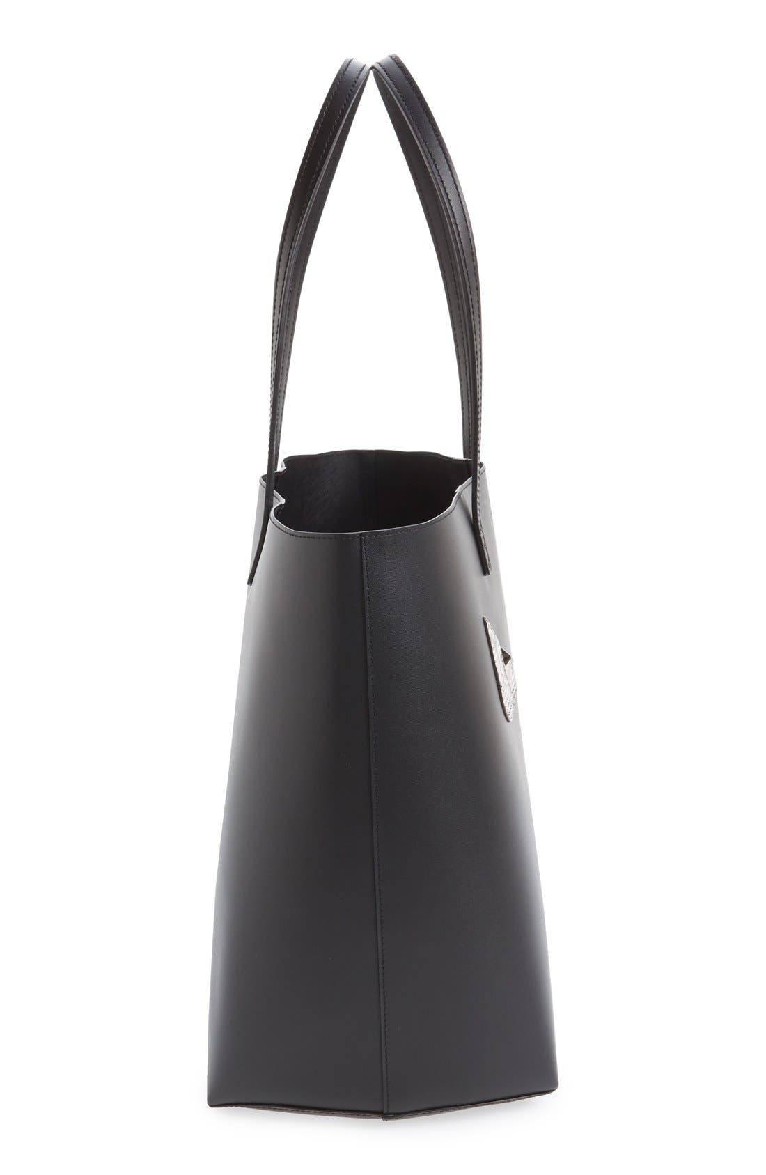 Fendi 'Roll - Monster' Genuine Snakeskin Trim Leather Tote, Alternate, color, 