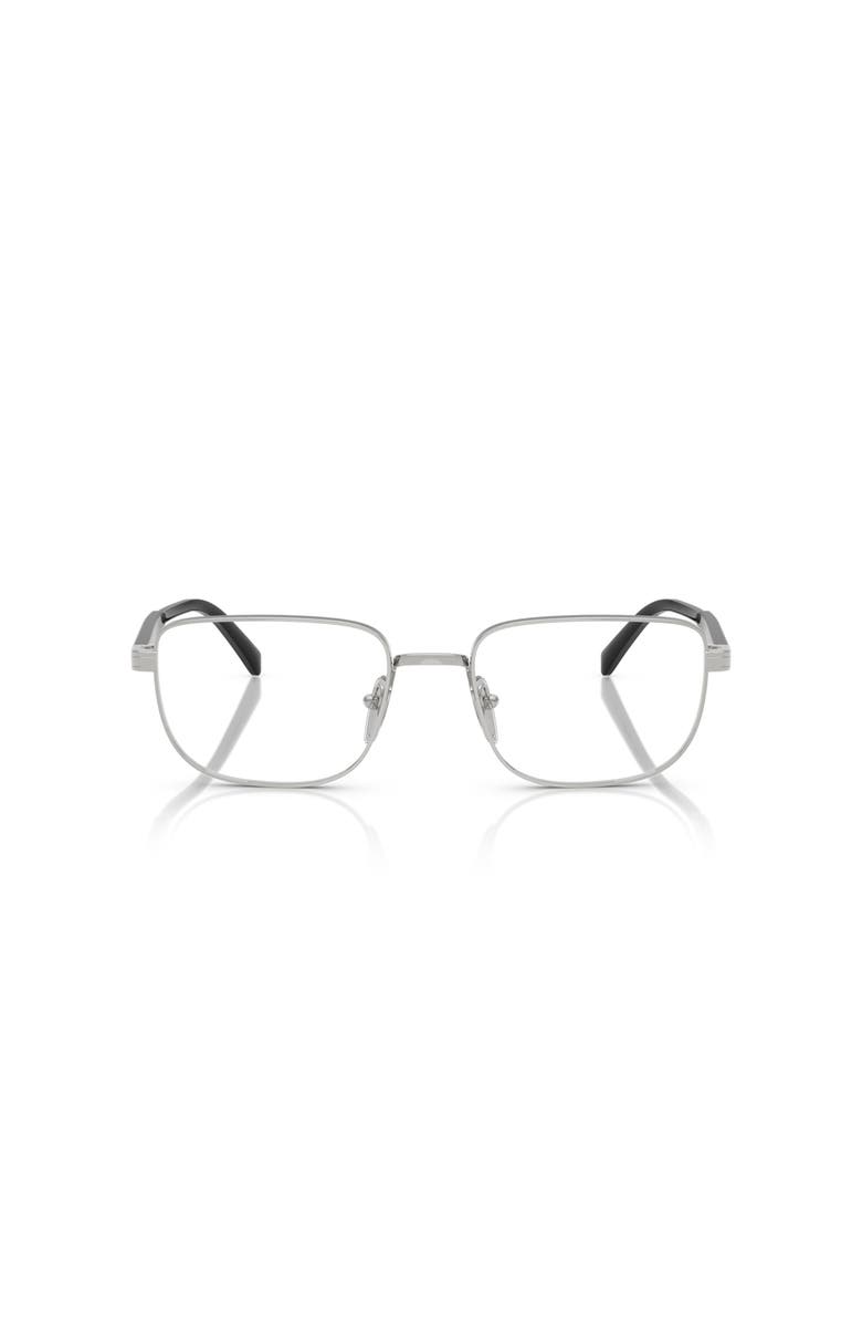 Prada 55mm Rectangle optical glasses, Alternate, color, Silver