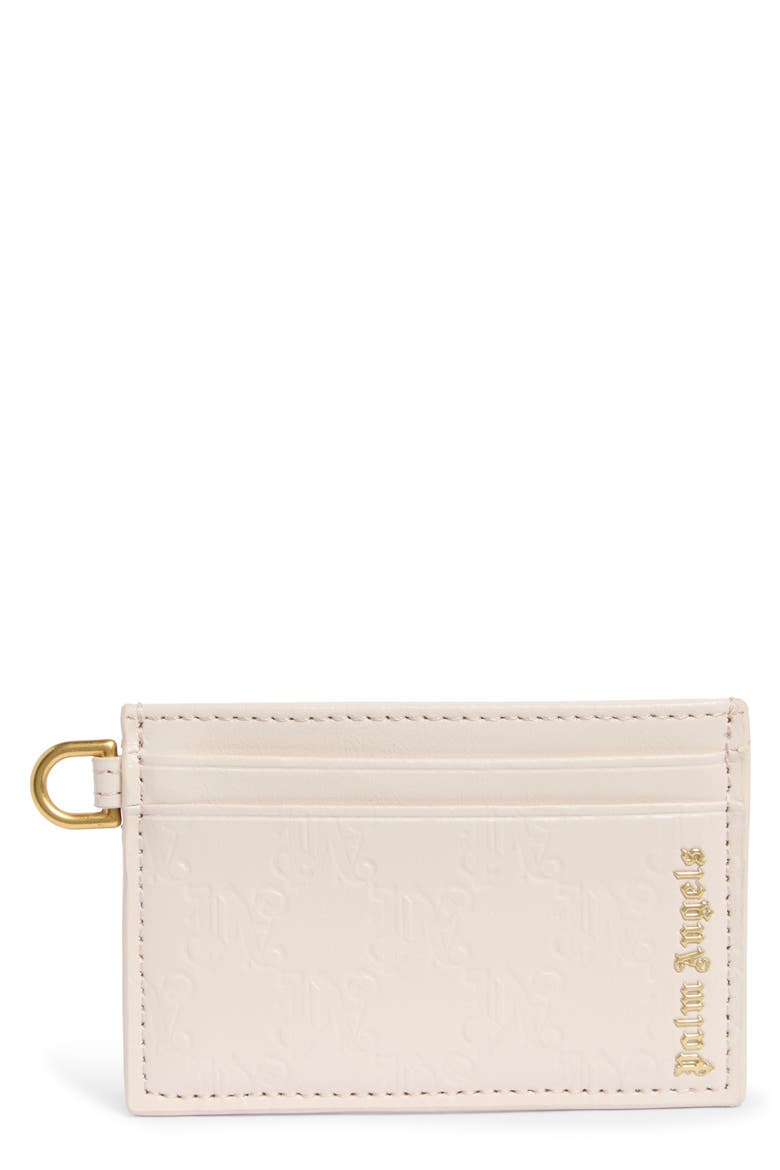Monogram Embossed Leather Card Case, Main, color, IVORY