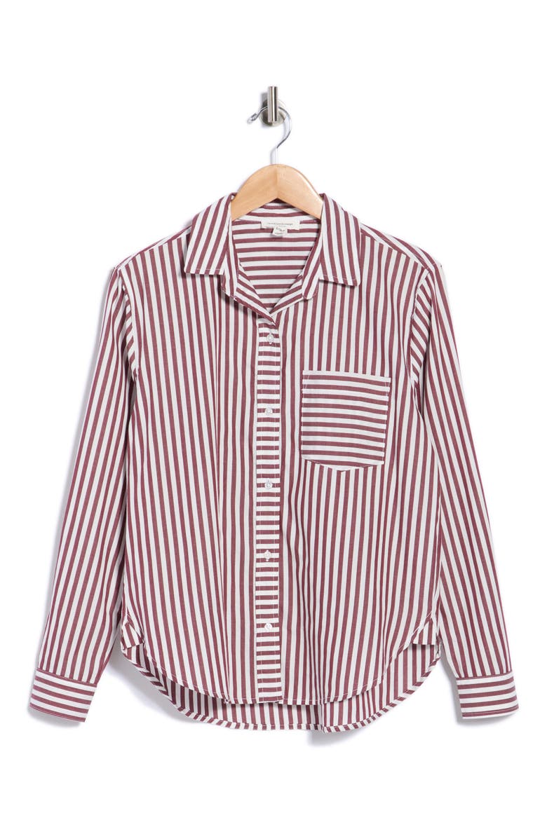 Carson Stripe Button-Up Shirt, Alternate, color, NEW RAISIN