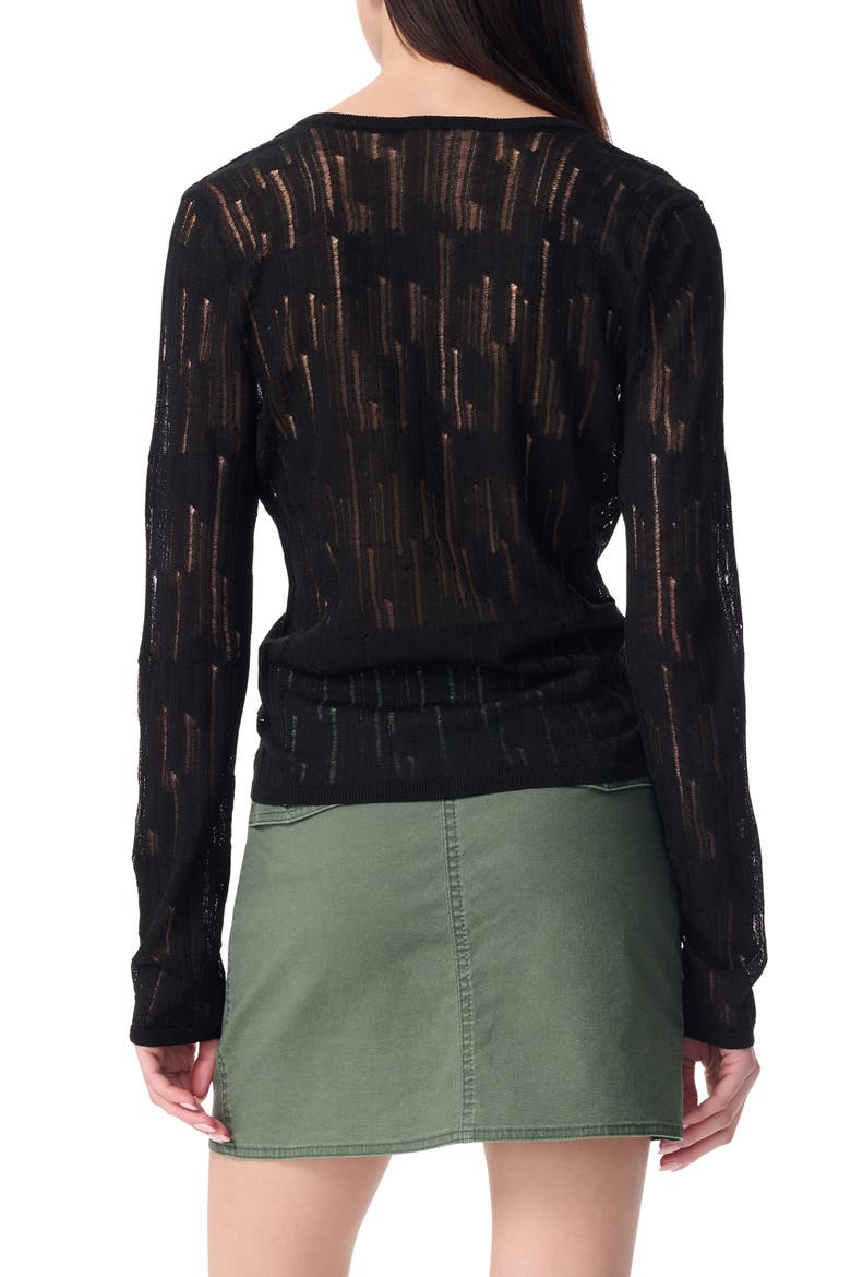 Chiara Distressed Lace-Up Sweater, Alternate, color, BLACK