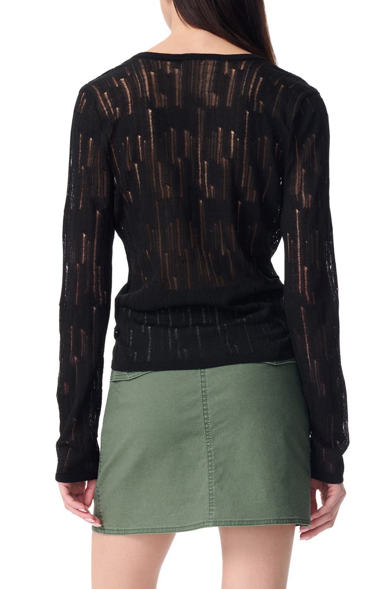 Robert Rodriguez Chiara Distressed Lace-Up Sweater, Alternate, color, Black
