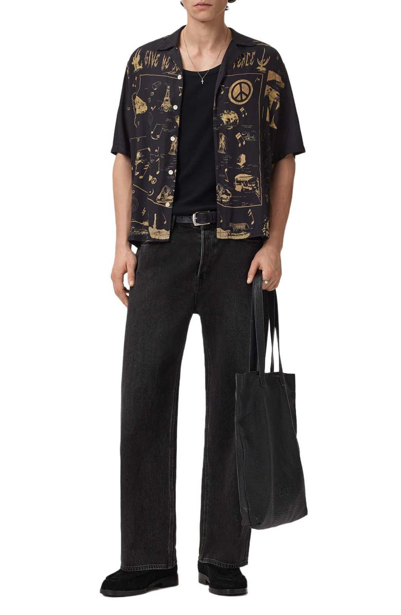 AllSaints Pacify Short Sleeve Button-Up Shirt, Alternate, color, Rattan Brown