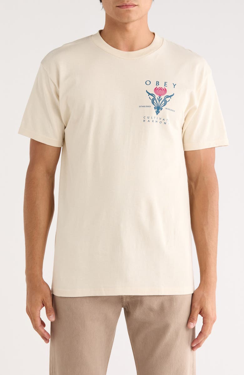 Obey Cultivate Harmony Graphic T-Shirt, Main, color, Cream