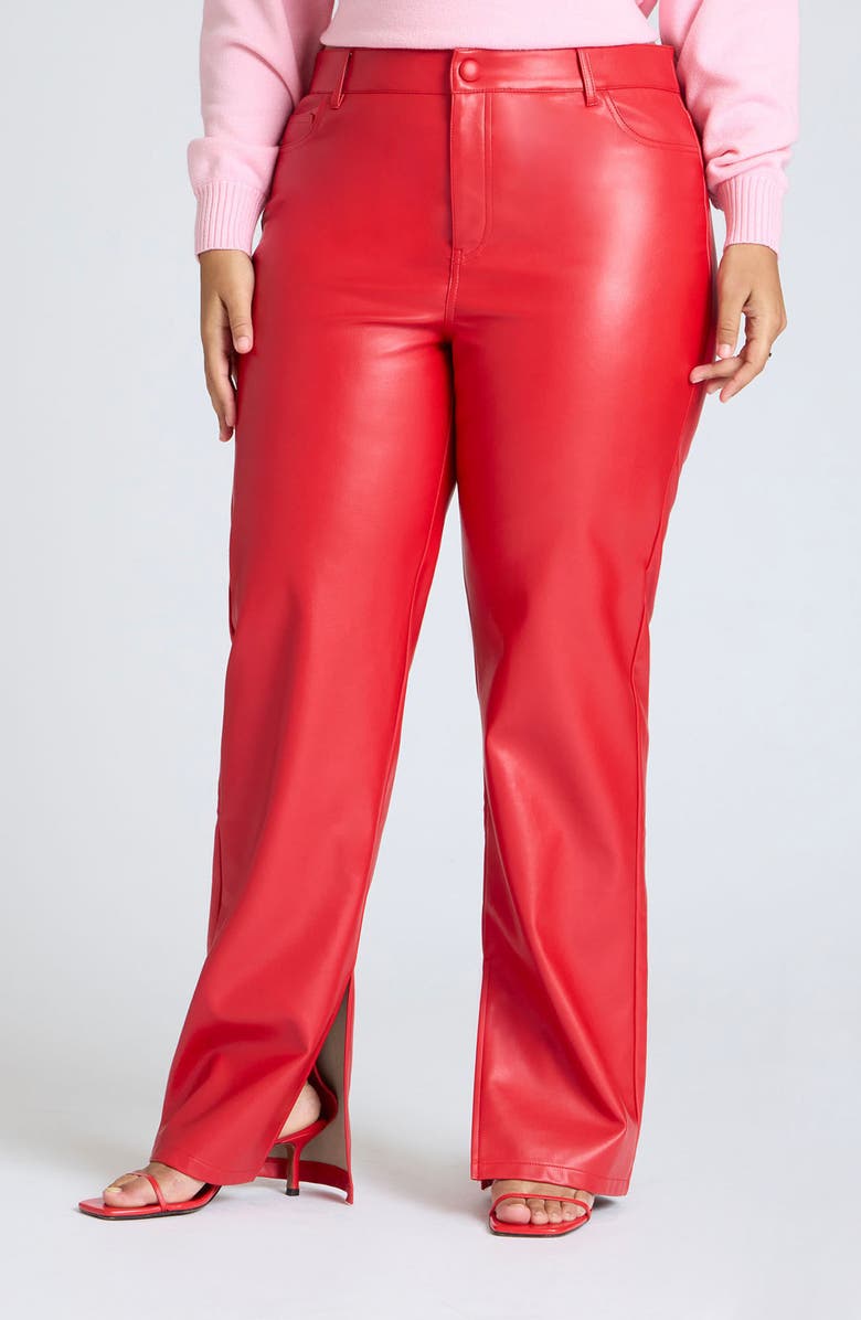 ELOQUII Slit Hem Faux Leather Pants, Main, color, 