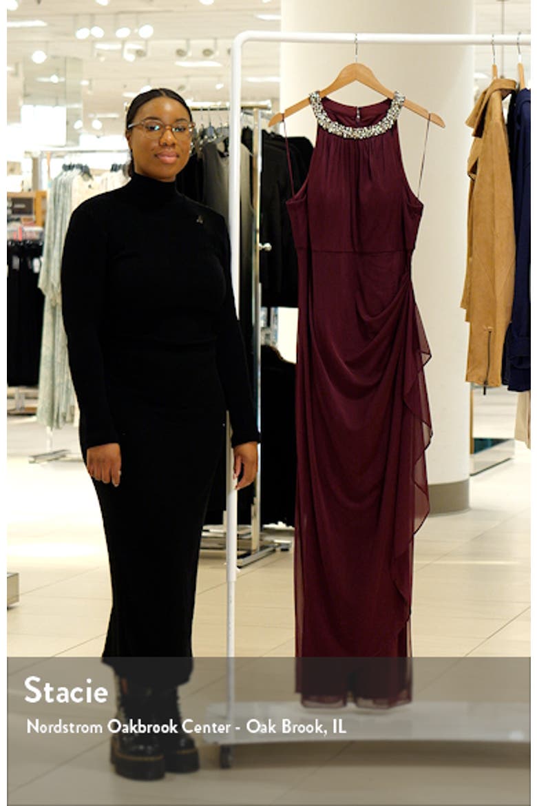 Embellished Halter Ruched Column Formal Gown video