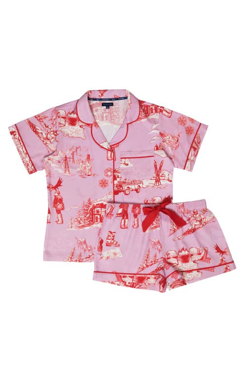 Katie Kime Après Ski Toile Pajama Shorts Set In Pink