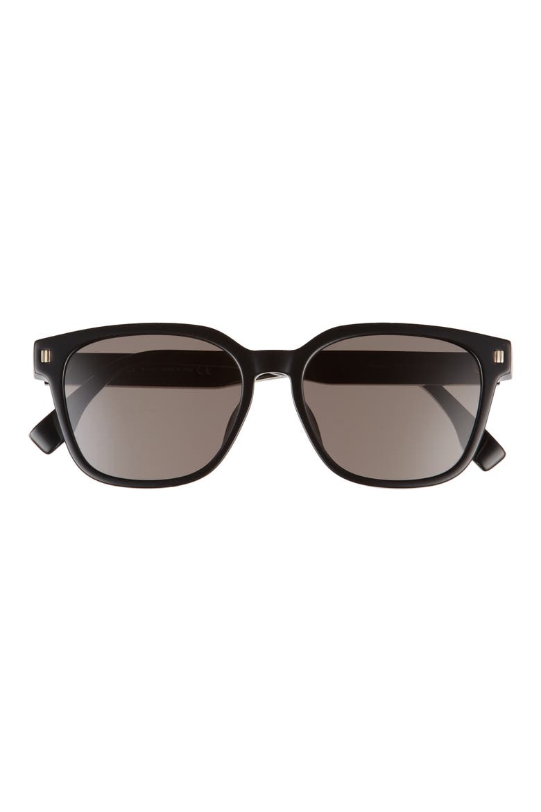 'Fendi 55mm Square Sunglasses, Main, color, SHINY BLACK / SMOKE