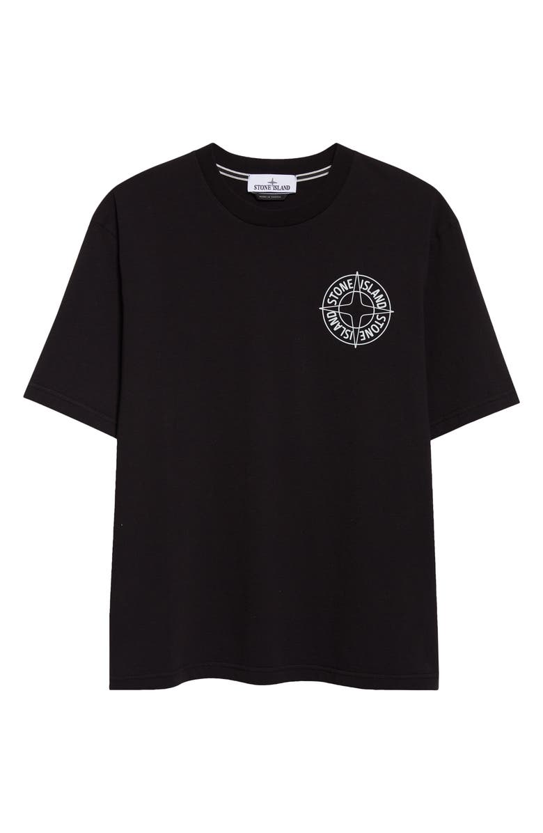 Stone Island Outline Compass Logo Organic Cotton Graphic T-Shirt, Main, color, Black