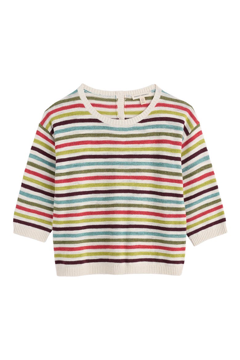 Knavock Stripe Organic Cotton & Linen Sweater, Alternate, color, MINI CORNISH CARNELIAN MULTI