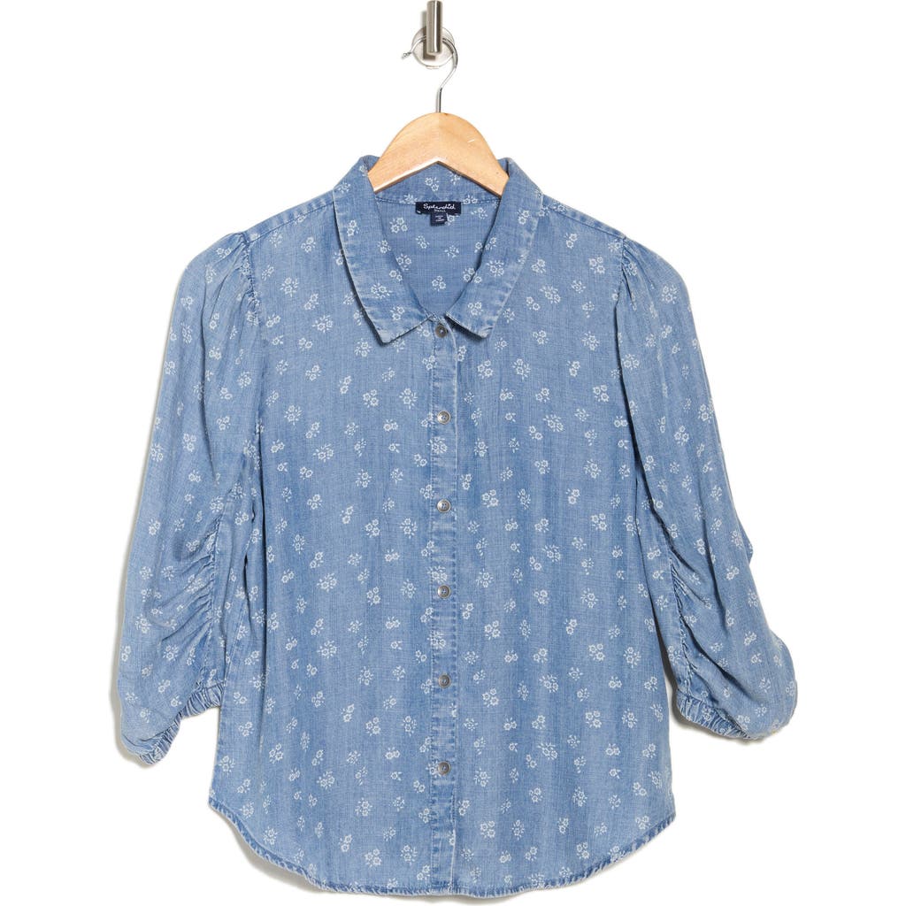 Splendid Puff Sleeve Chambray Button-up Shirt