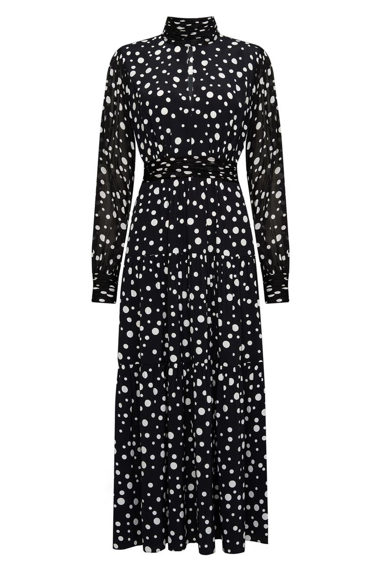 Dai Mixed Dot Print Long Sleeve Midi Dress, Alternate, color, SPOT LIGHT