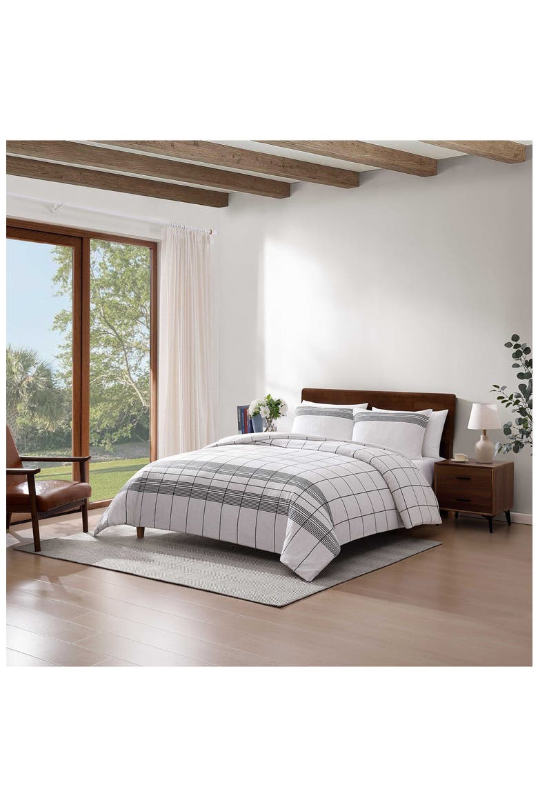 Brooklyn Heights Stripe Duvet Cover & Shams Set, Alternate, color, WHITE/GREY