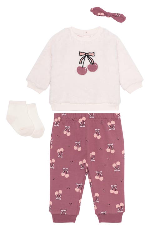 Fox Faux Fur Sweatshirt, Joggers, Socks & Headband Set (Baby)