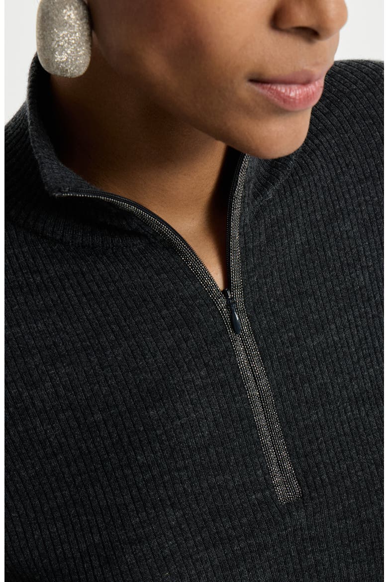 Virgin wool and cashmere sweater, Alternate, color, Anthracite