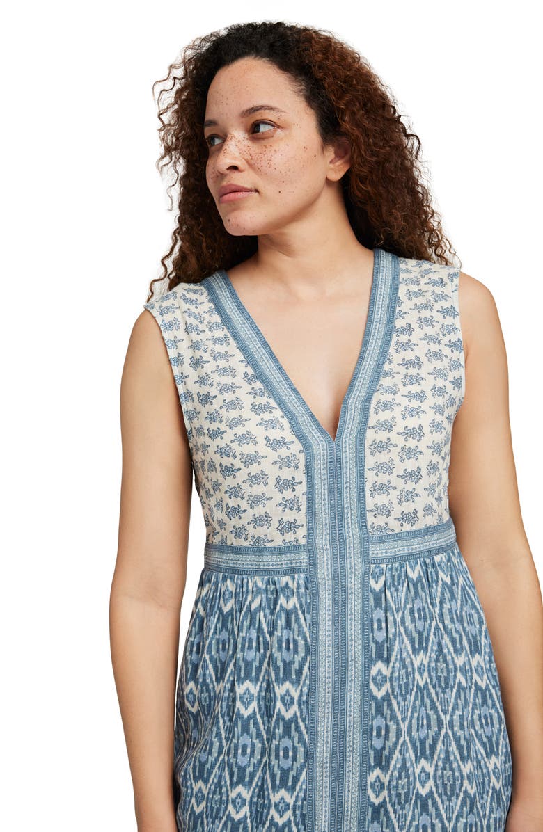 Faherty Macey Sleeveless Linen Dress, Alternate, color, Blue Clara Ikat