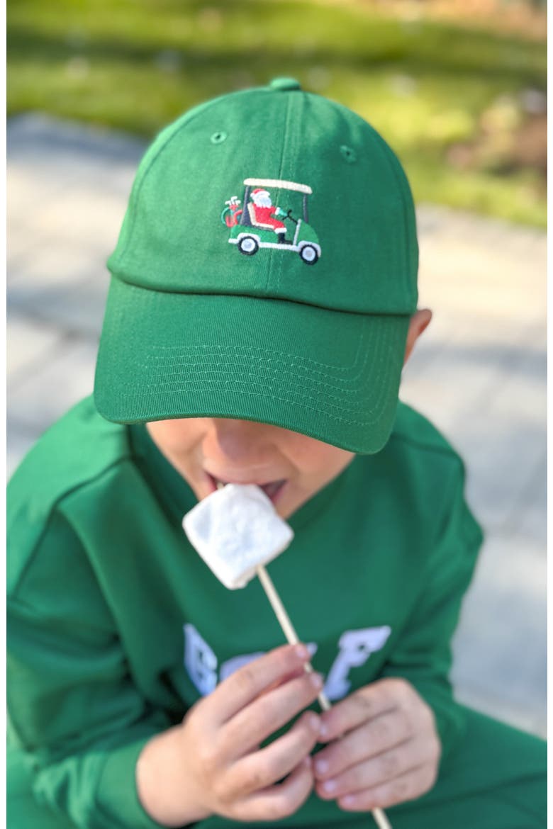 Santa Golf Cart Adult Baseball Hat, Alternate, color, Green