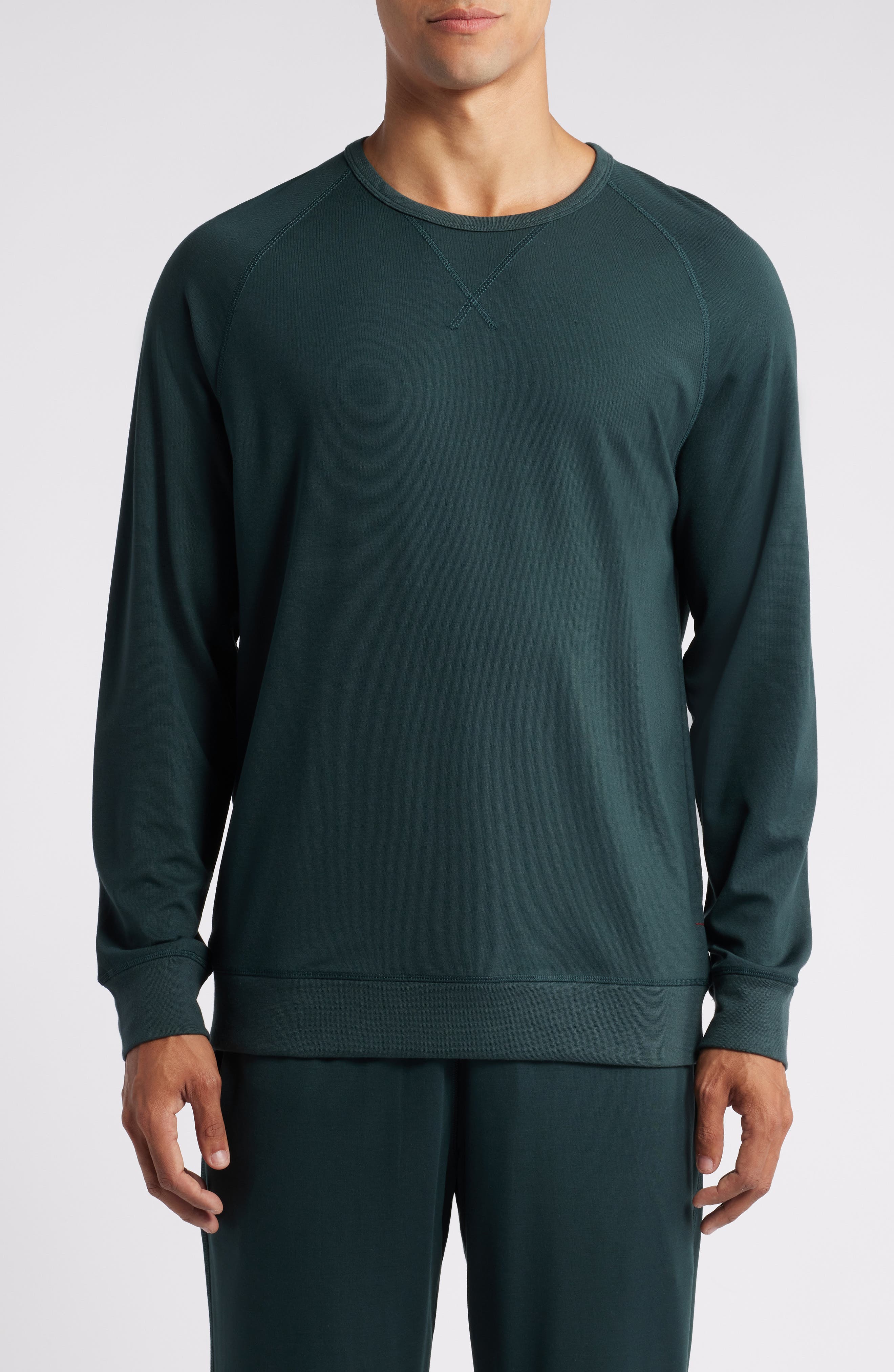 Daniel Buchler Long Sleeve Rayon Blend Lounge T-Shirt in Dark Petrol 