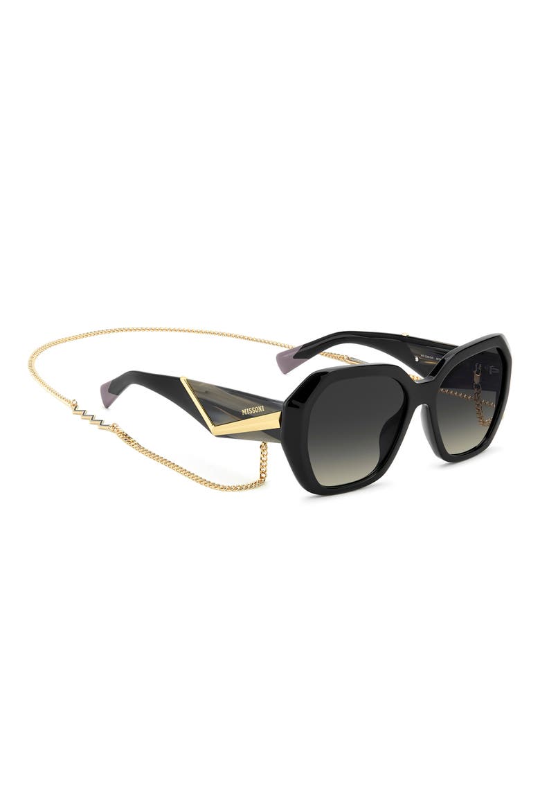 55mm Gradient Geometric Sunglasses, Alternate, color, BLACK/ GREYBROWN DS