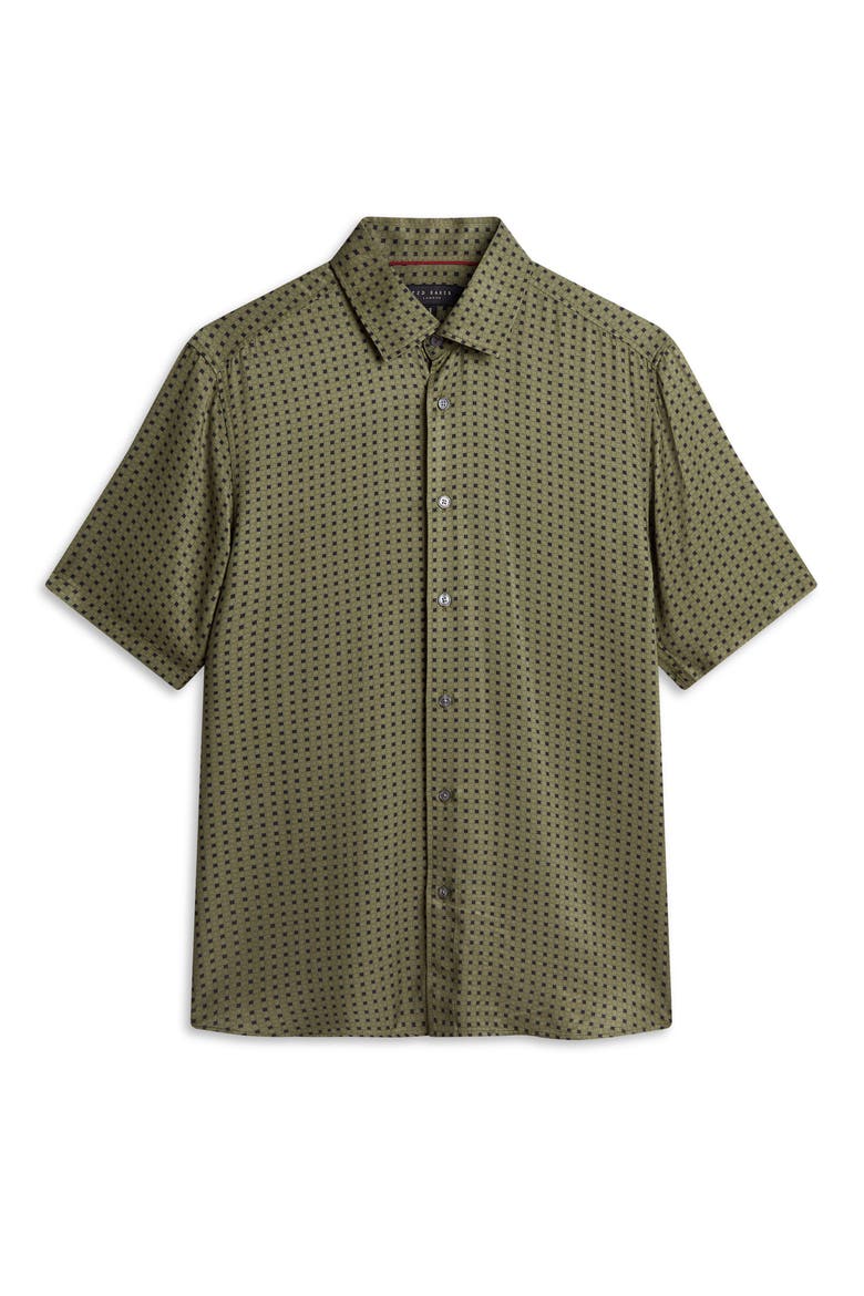 Allistr Check Short Sleeve Button-Up Shirt, Alternate, color, KHAKI