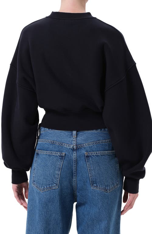 Agolde Kit Cotton Fleece Crop Sweatshirt In Black