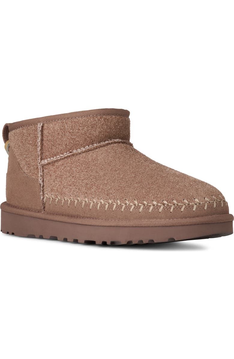 UGG<sup>®</sup> Classic Ultra Mini Biarritz Genuine Shearling Lined Bootie, Main, color, Rocky Oak