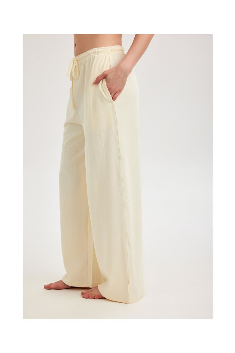 Summer Lounge Cotton Wide Leg Pant, Alternate, color, Ivory