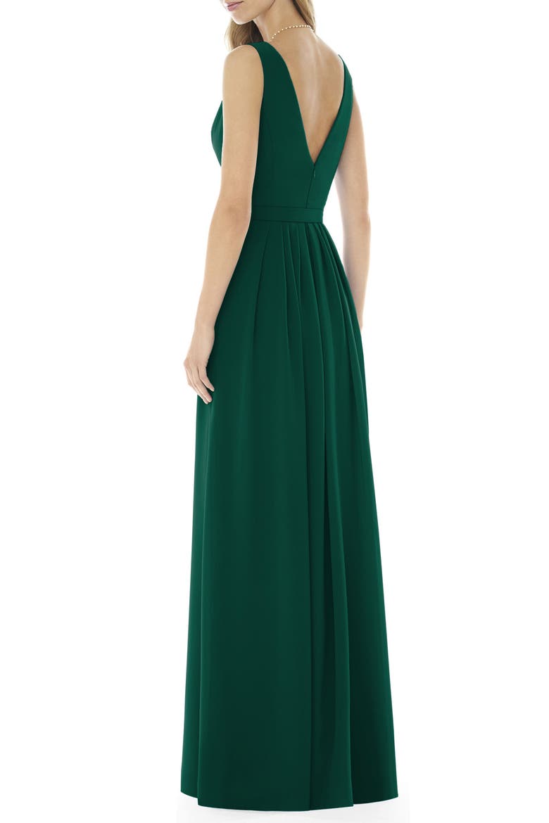 V-Neck Georgette A-Line Gown, Alternate, color, HUNTER
