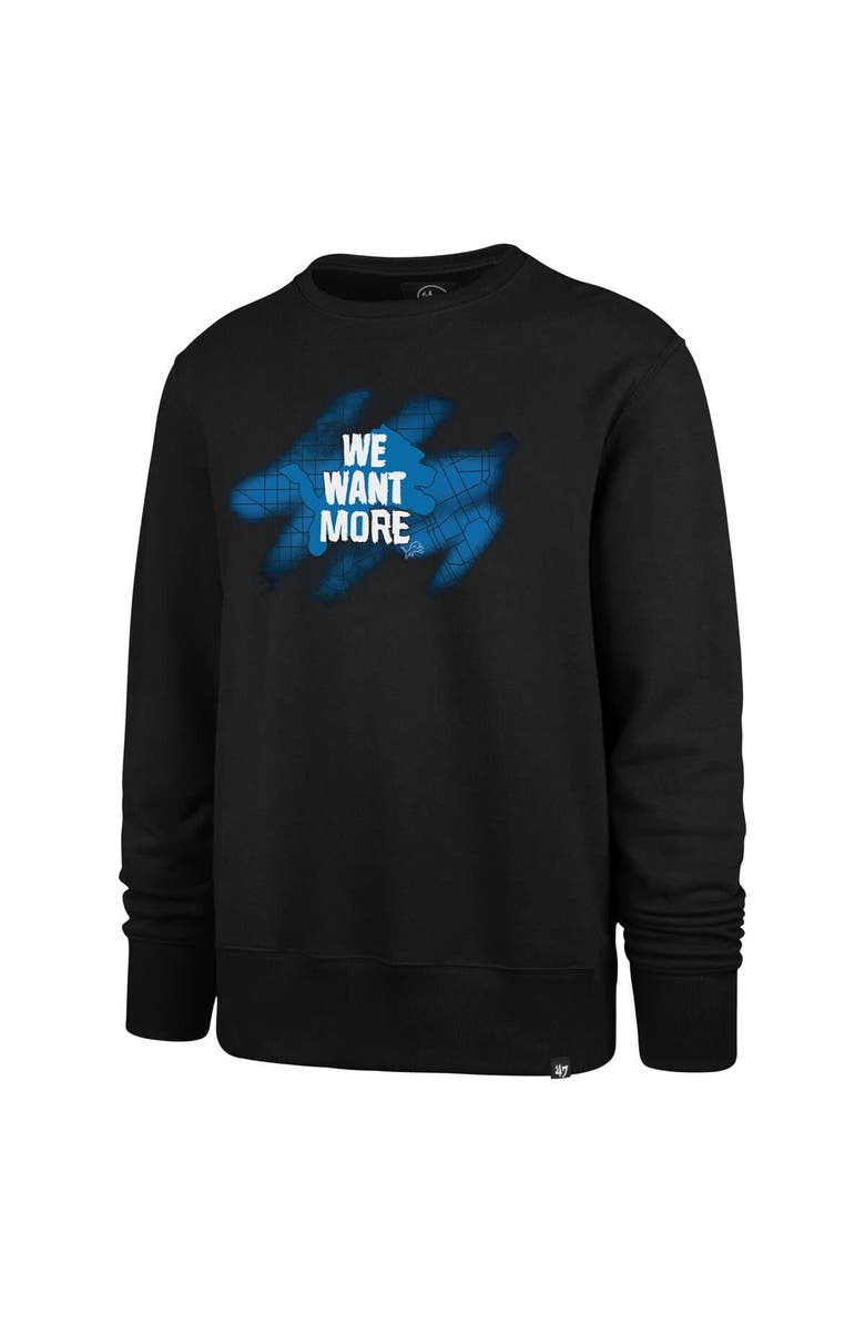 '47 Men's '47 Black Detroit Lions We Want More Headline Pullover Sweatshirt, Alternate, color,