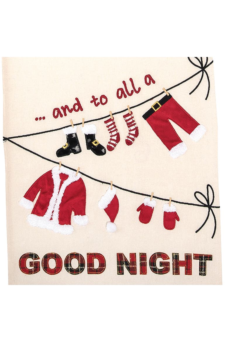 "And to All a Good Night" Embellished Vintage Christmas Table Runner 14" x 72", Alternate, color, Off-White
