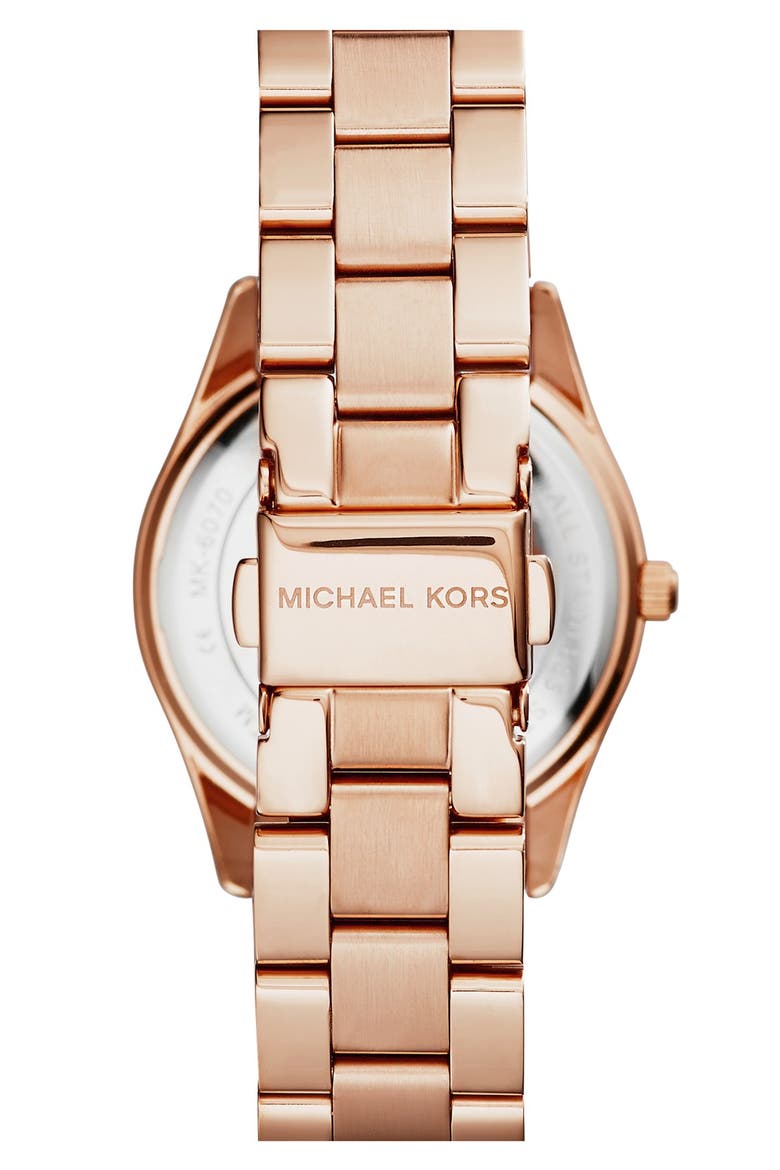 Michael Kors 'Colette' Round Bracelet Watch, 34mm, Alternate, color, ROSE GOLD/ RED