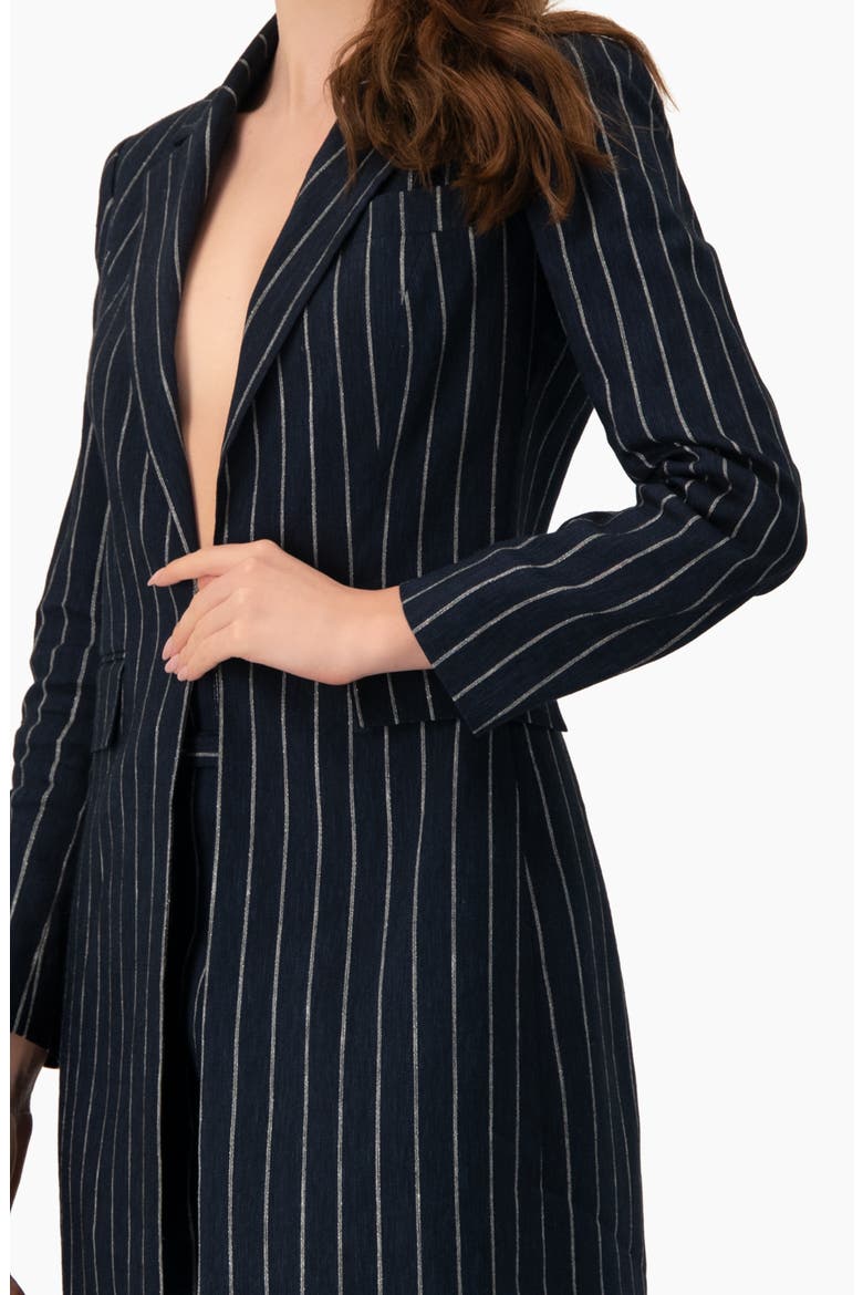 Striped Blazer with Patch Pockets, Alternate, color, Navy Blue