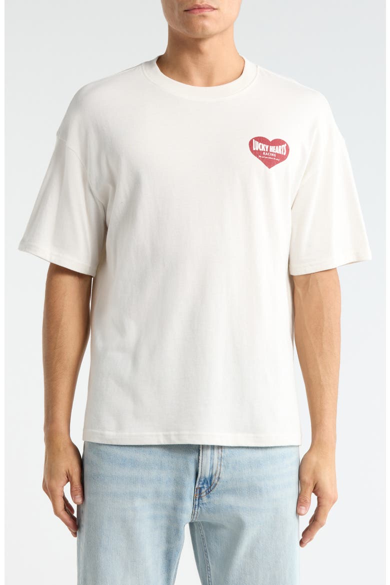 Lucky Hearts Cotton Graphic T-Shirt, Main, color, WHITE