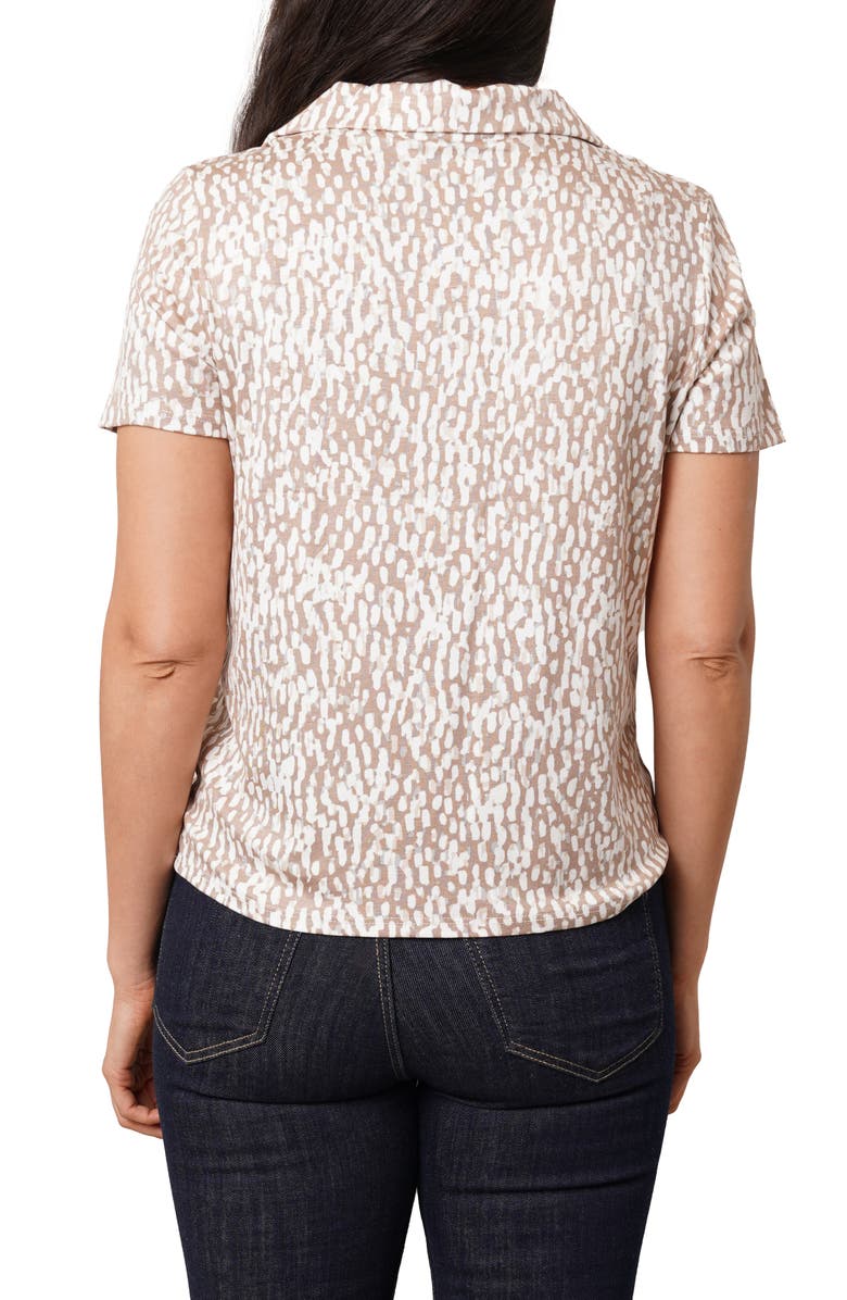 SUNNY LEIGH Johnny Collar Short Sleeve Top, Alternate, color, Kali Print Taupe
