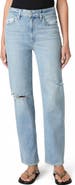PAIGE Stevie Ripped High Waist Straight Leg Jeans