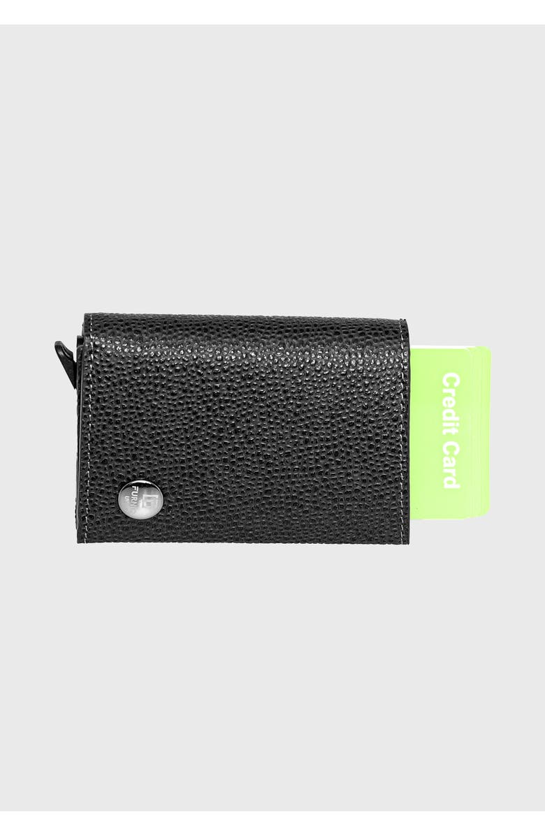 Furniq UK Genuine Leather Caviar Pattern Trifold Card Holder, Main, color, Black