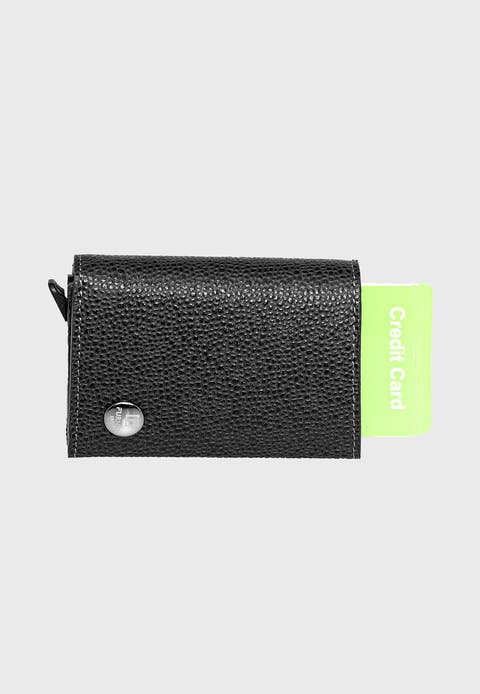 Genuine Leather Caviar Pattern Trifold Card Holder