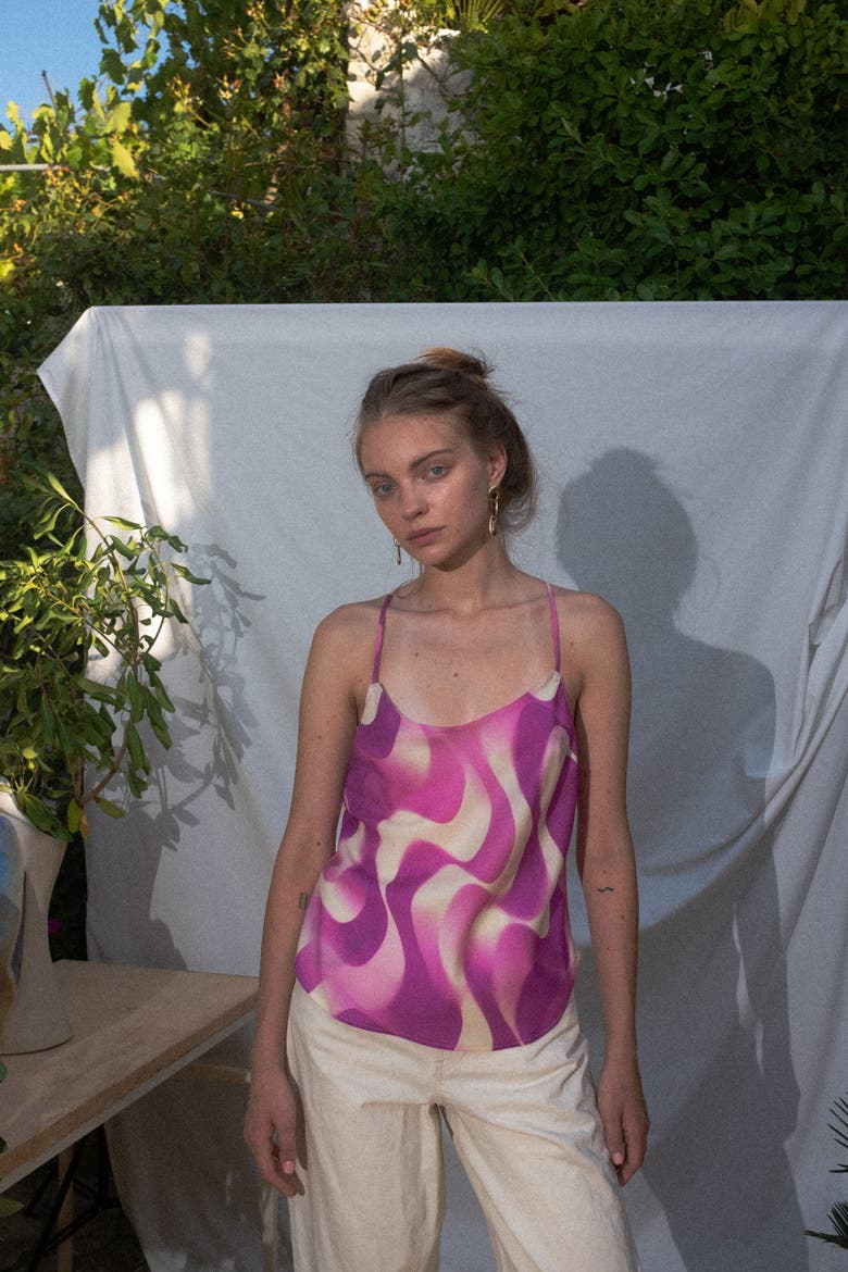 Salacia Bias-Cut V-Back Printed Tank, Alternate, color, Volna Pink