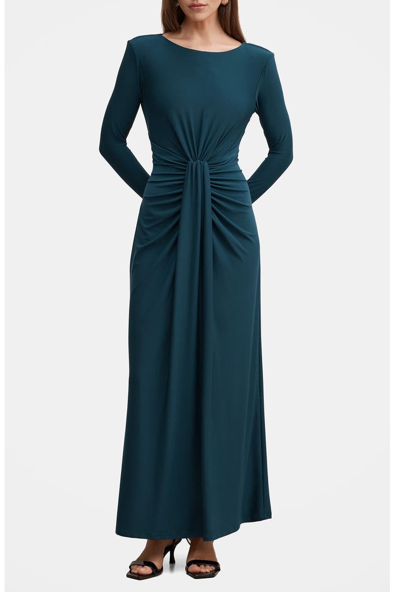 Sevilla Drape Long Sleeve Maxi Dress, Main, color, CRYSTAL TEAL