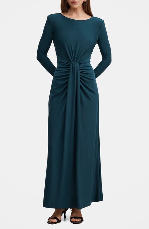 Sevilla Drape Long Sleeve Maxi Dress