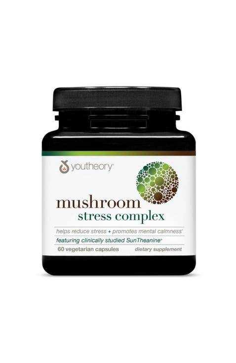 Organic Mushroom Stress Complex Supplement with L-Theanine 60 Vegetarian Capsules