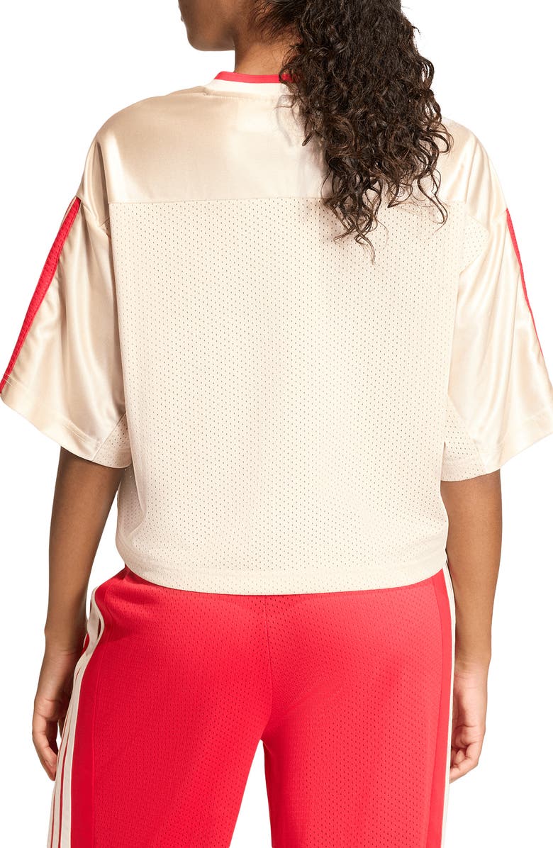 adidas Stadium Mesh T-Shirt, Alternate, color, Crystal Linen/ White/ Ruby