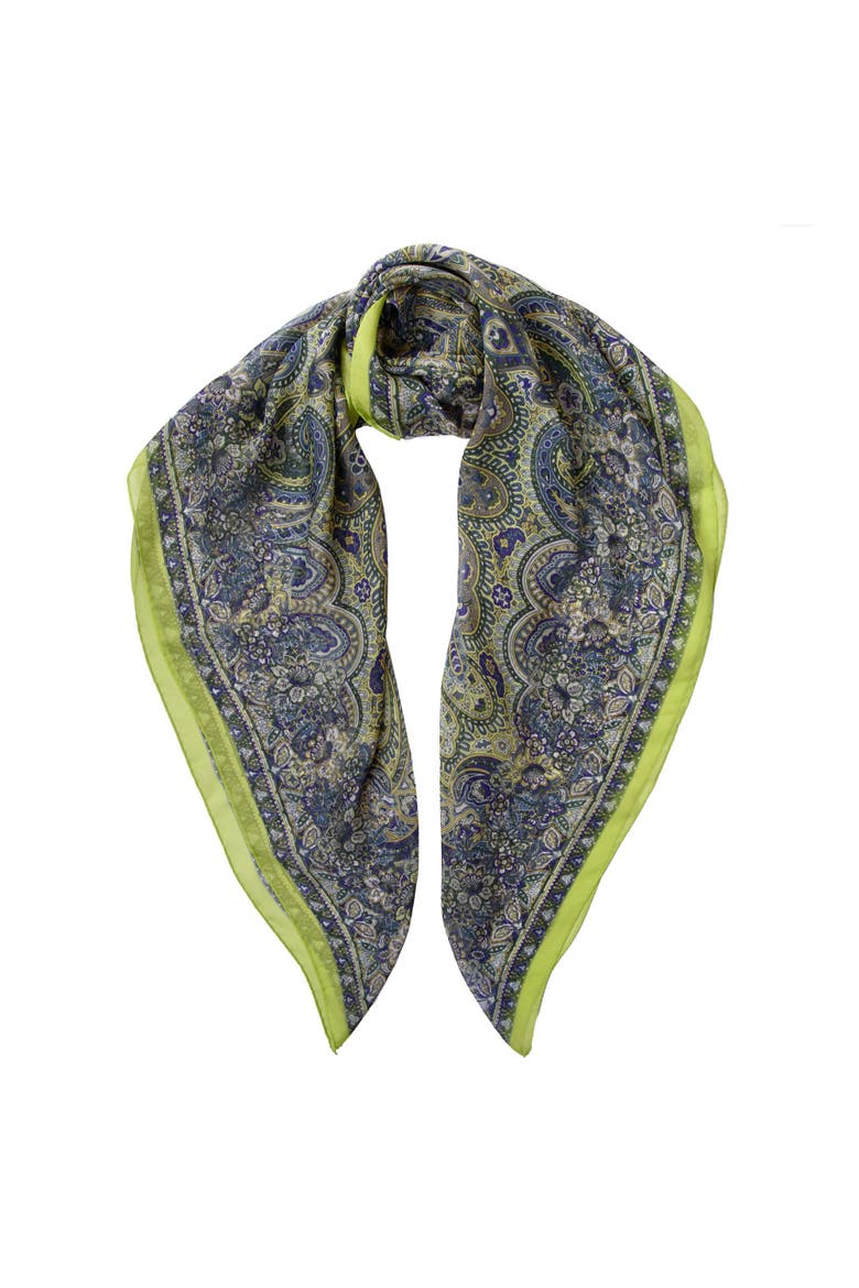 Helena - Large Silk Scarf for Women, Main, color, Green