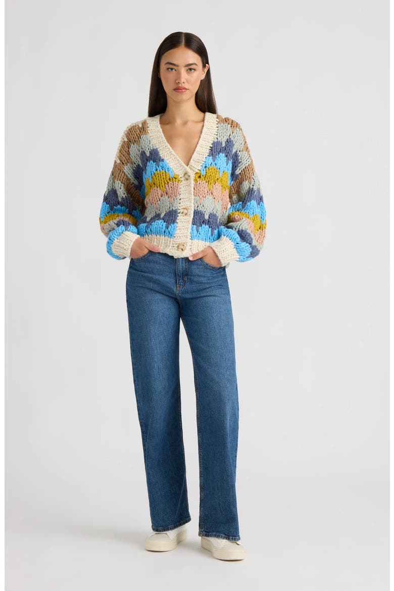 Chunky Stitch Cardigan, Alternate, color, BLUE MULTI