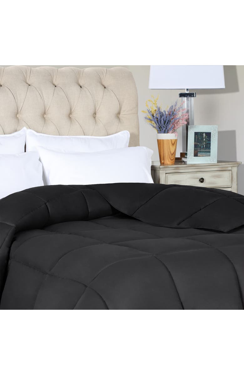 Superior Reversible Down Alternative Comforter, Alternate, color, Black