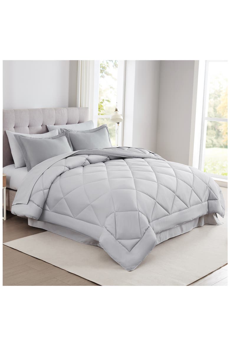 Solid Reversible 7-Piece Comforter Set, Alternate, color, GRAY