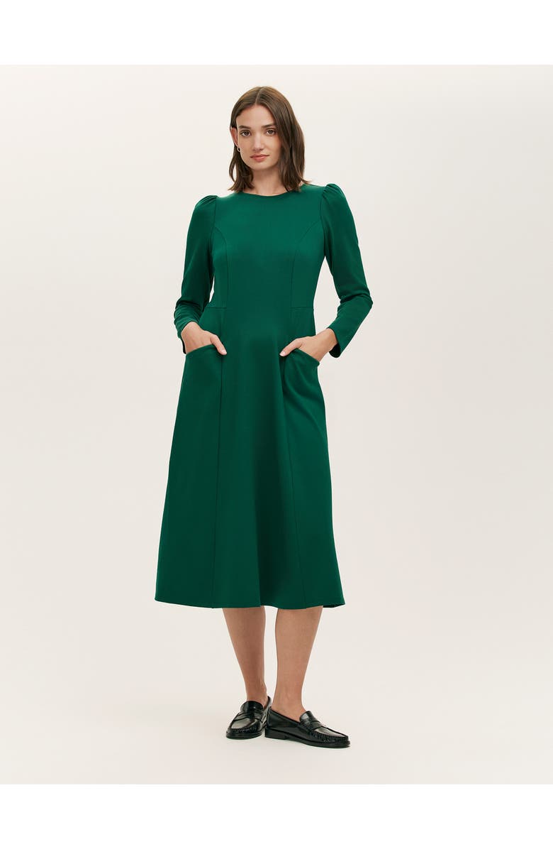 Finery London Felice Ponte Jersey Midi Dress, Main, color, Bottle Green