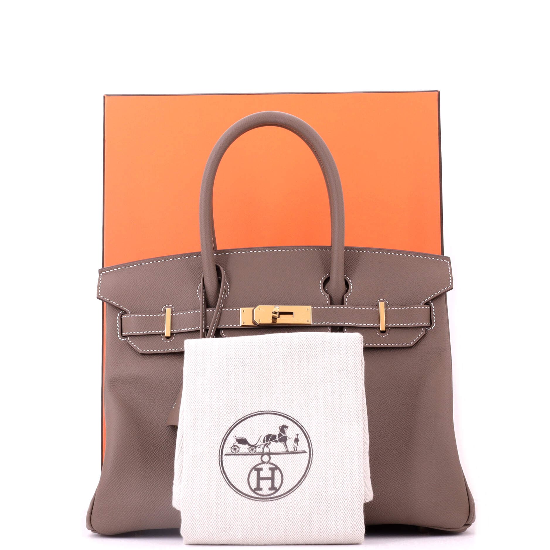 Pre-Owned Hermes Birkin Handbag Grey Epsom with Gold Hardware 30, Alternate, color, Etoupe
