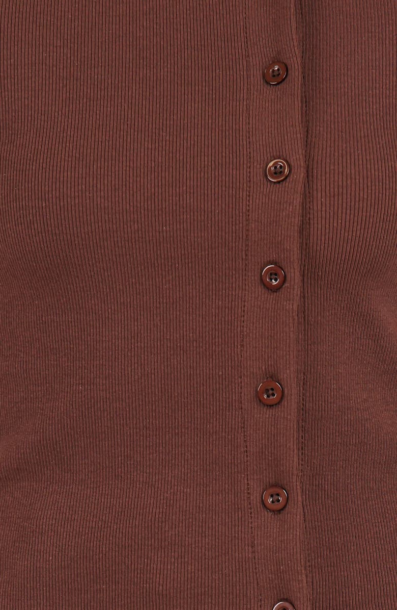 Petal & Pup Cass Rib Stretch Cotton Button-Up Shirt, Alternate, color, Chocolate Brown