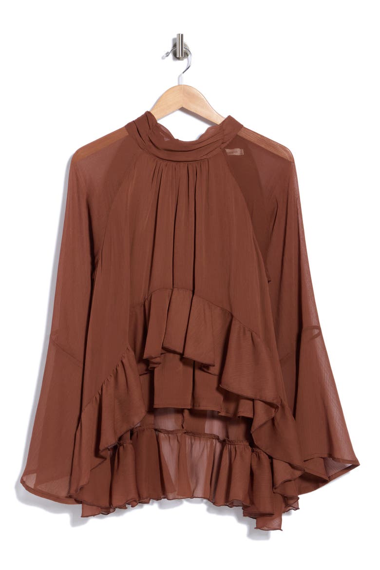 Mixed Print Tie Neck Long Sleeve Top video